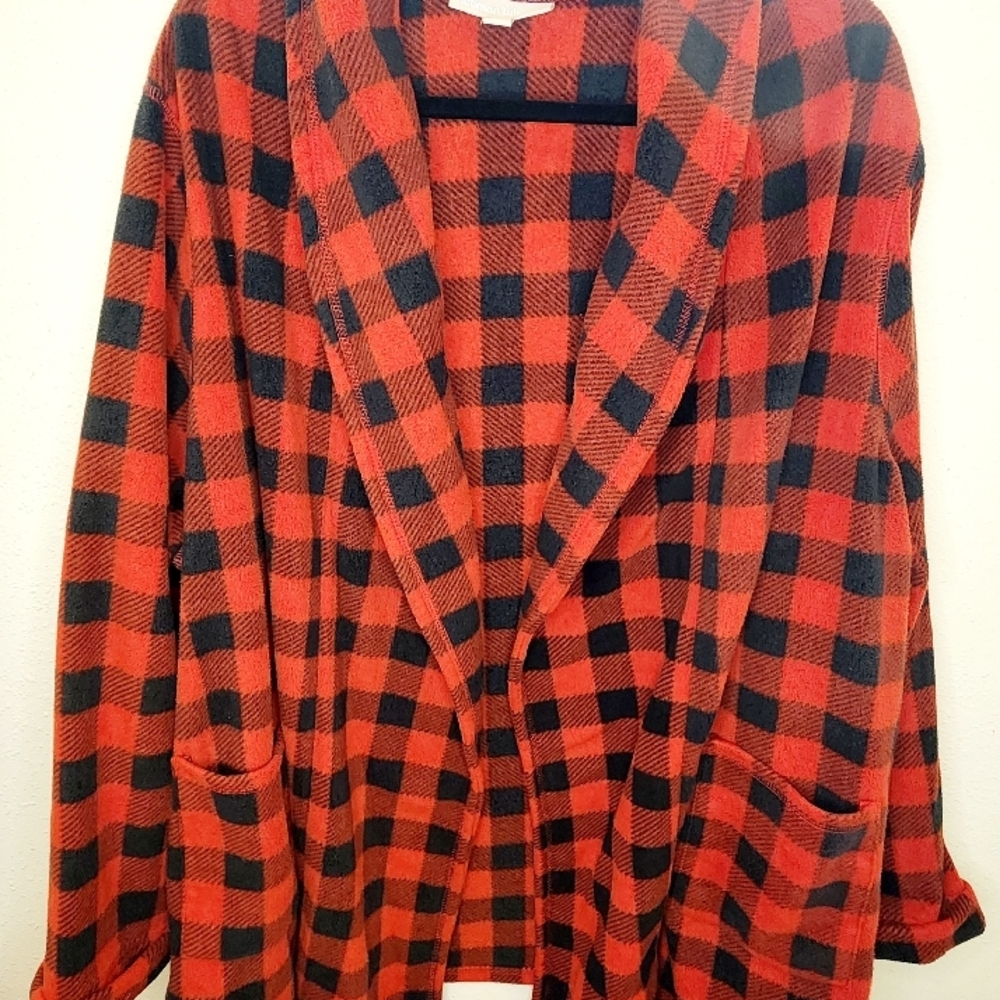 Red and Black Buffalo Check Oversized Blazer